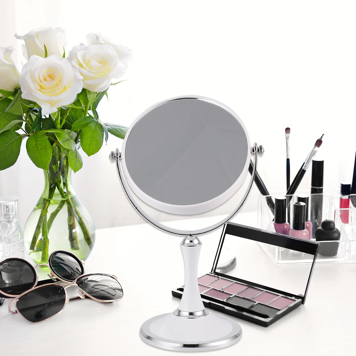 

Double-Sided Portable Makeup Mirror 6 Inch Tabletop Desktop Mirror Compact Lightweight Clear Image for Female