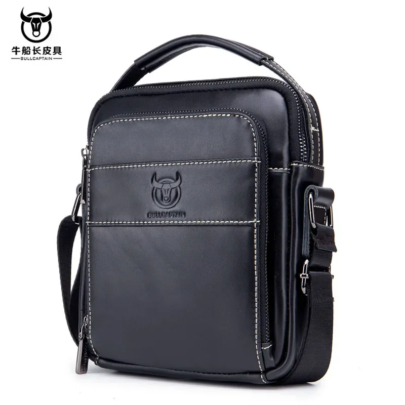 BULLCAPTAIN Brand Cowhide Men Handbags Multi-function Man's Crossbody shoulder Bag  Genuine Leather Messenger Bag For Man Travel