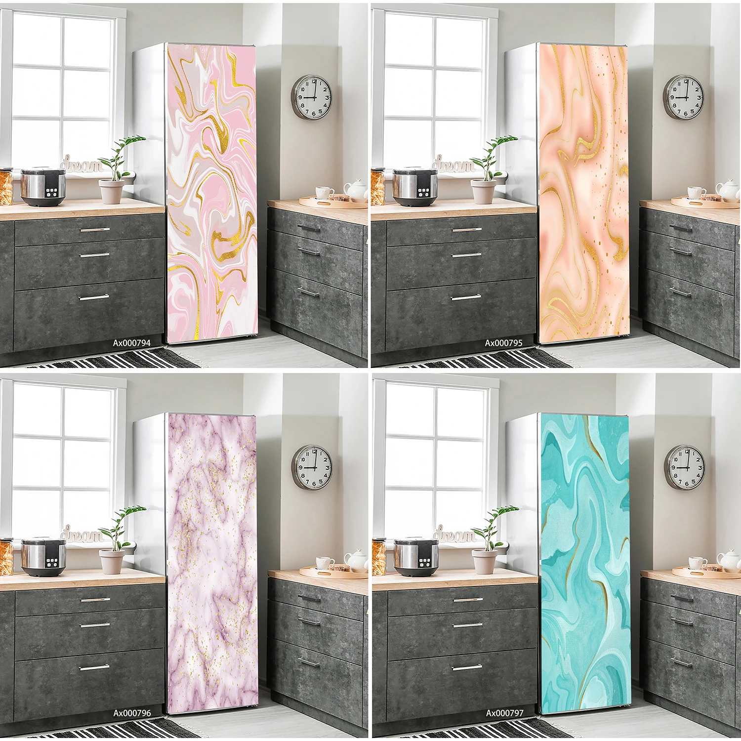 

Pastel Marble Gold Foil Fridge Stickers Art Wrap Sticker Waterproof Aesthetic Vinyl Sticker for Kitchen Refrigerator Decor