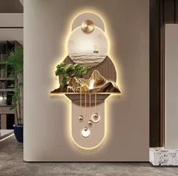 Entrance decoration painting, grand landscape, corridor hanging painting, high-end welcoming feeling, pine entrance, mural light