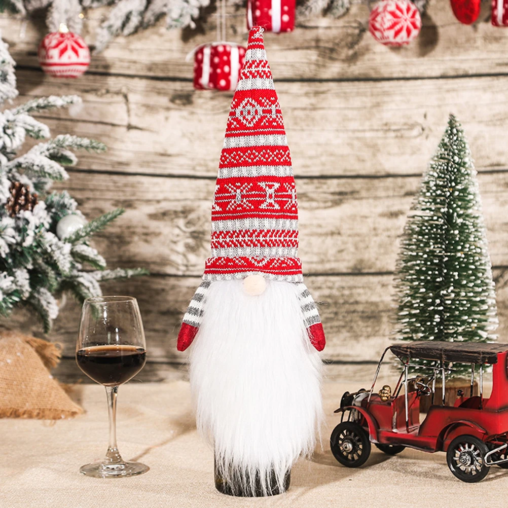 

4pcs Bottle Cap Red Beverage Hat Decor Cover Faceless Xmas Party Christmas Ornaments Holiday Tools