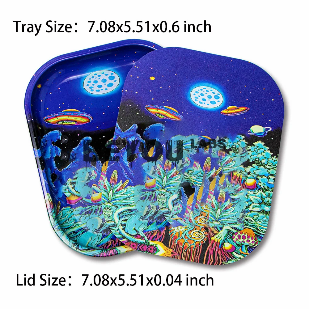 Rolling Tray With Magnetic Lid Smoking Grinder Storage Cigarette Tobacco Paper Accessories Trays Set Metal Plate Customize 18X14