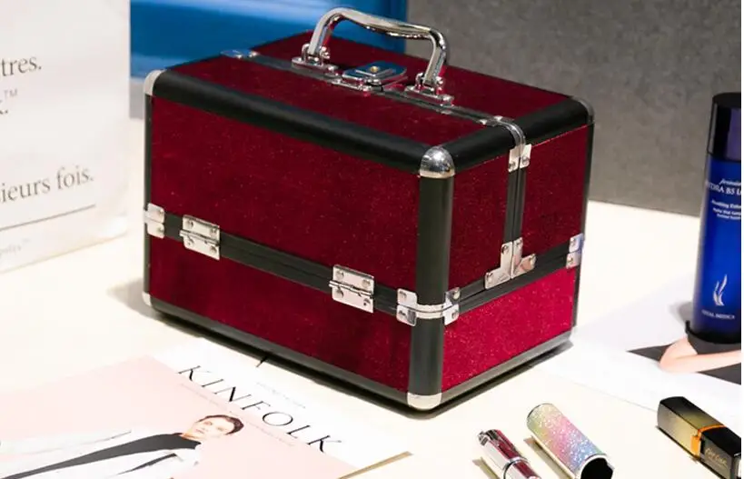 Women Multilayer Makeup Storage Suitcase Cosm etic Organizer Case Portable Makeup Container Bag Box
