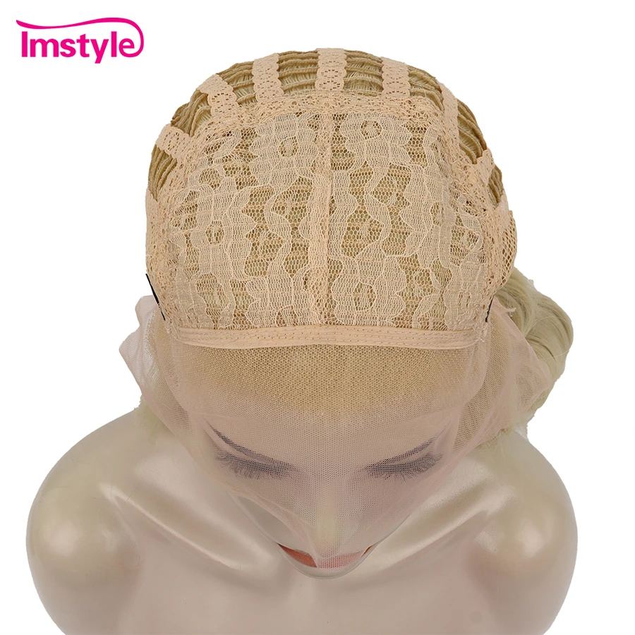 Imstyle-Perruque frontale en dentelle synthétique super longue pour femme, perruques blondes et noires, cheveux raides, perruques de cosplay à degré de chaleur, 60 po