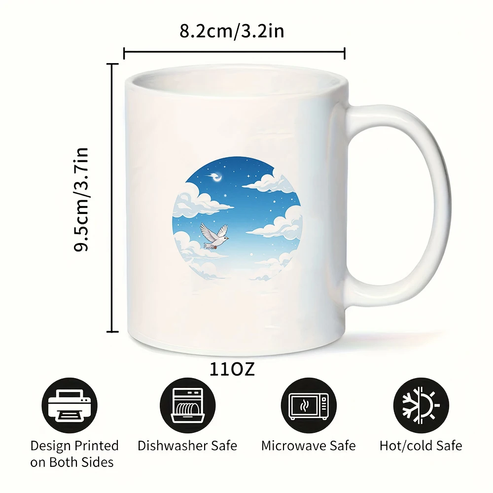 كوب على شكل طائر مرصع بالنجوم سعة 11 أونصة للأطفال، كوب للمشروبات الباردة والساخنة، هدية عيد الميلاد للمنزل والمكتب
