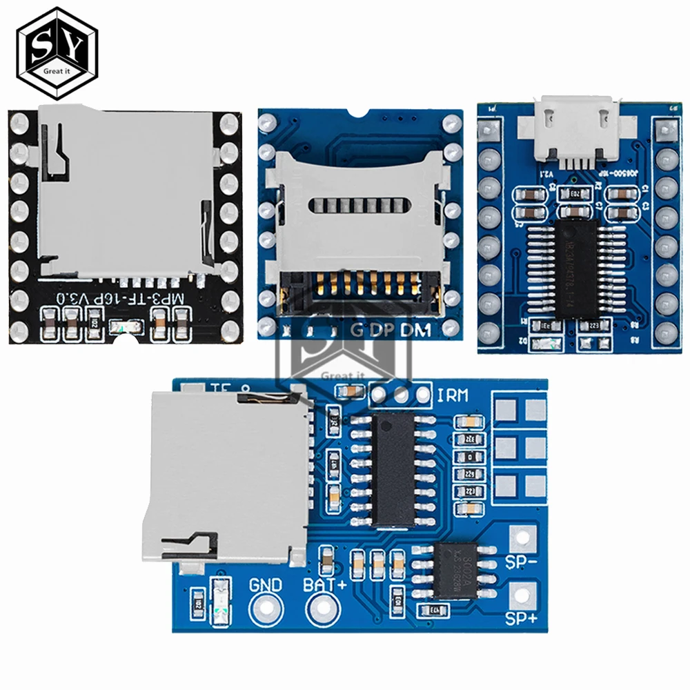 JQ6500 WTV020 GPD2846A JQ6500 Mini MP3 Player Module TF Card MP3 Sound Module Voice Module For Arduino GM Power Supply Module