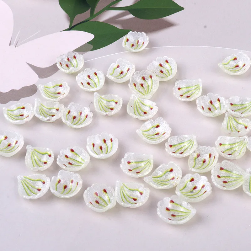 

Summer style 50pcs/lot color pattern print cartoon petal shape acrylic beads diy jewelry earring/hair accessory