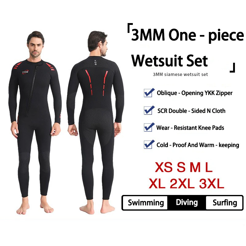 

3MM Full-Body Wetsuit: 3mm SCR Warmth, 4-Way Stretch & Durable Design – Ideal for Diving, Surfing, Fishing, Rescue Missions