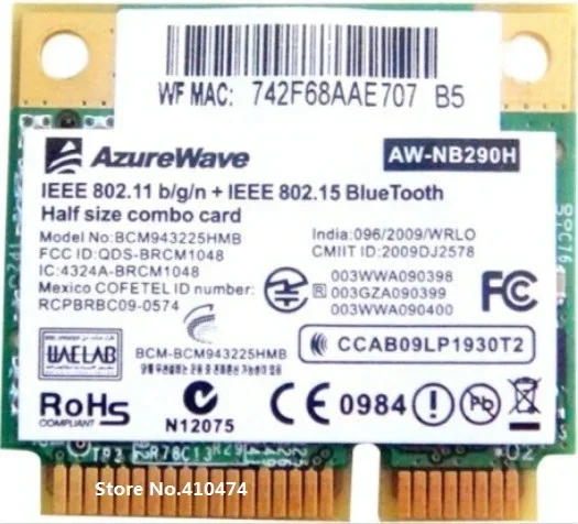 New For Bluetooth3.0 Wifi Network Card For Broadcom BCM943225 Bcm943225hmb Wireless 802.11b/g/n Half Mini PCI-E AW-NB290H