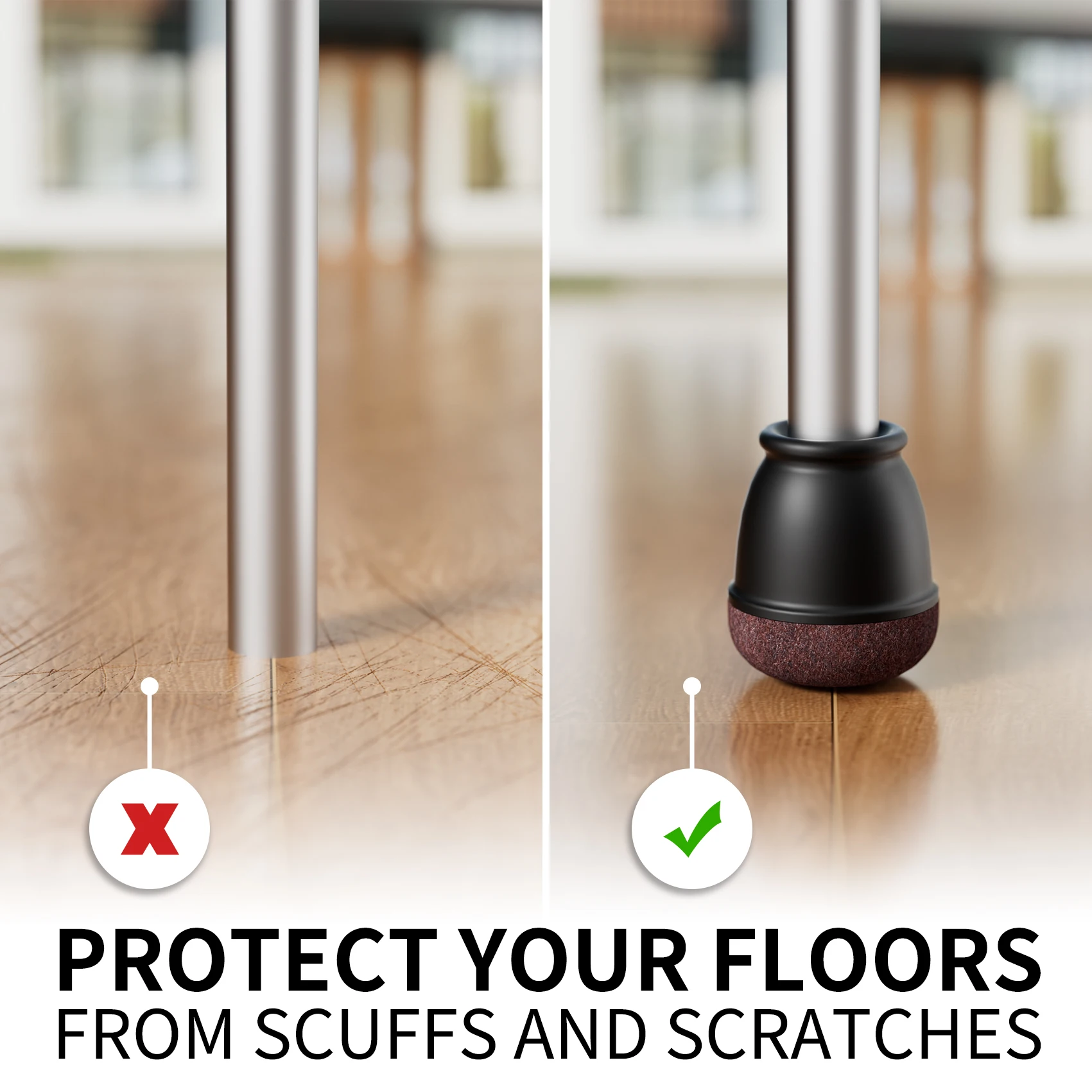 16PCS Extra Small Silicone Chair Leg Floor Protectors with Wrapped Felt Chair Leg Caps Protect Hardwood Floor from Scratches
