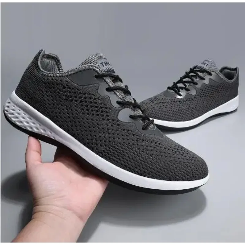 2024 Breathable Sports Shoes Men Fashionable New Outdoor Casual Mesh Shoes Male Solid Color Lace Up Lithe Sneakers Spring Summer