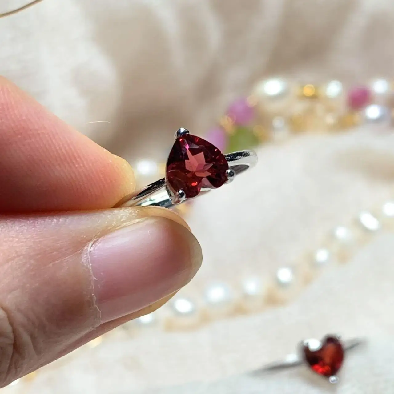 Vintage Natural Garnet Ring For Women 925 Silver Simple Fine Jewelry Stone Gemstone Classic Style