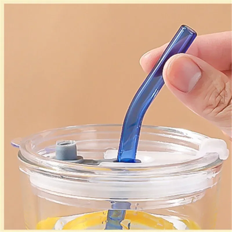 كوب ماء شفاف من قش المسبح مع غطاء، كوب ماء ليمون محمول عالي القيمة للمكتب