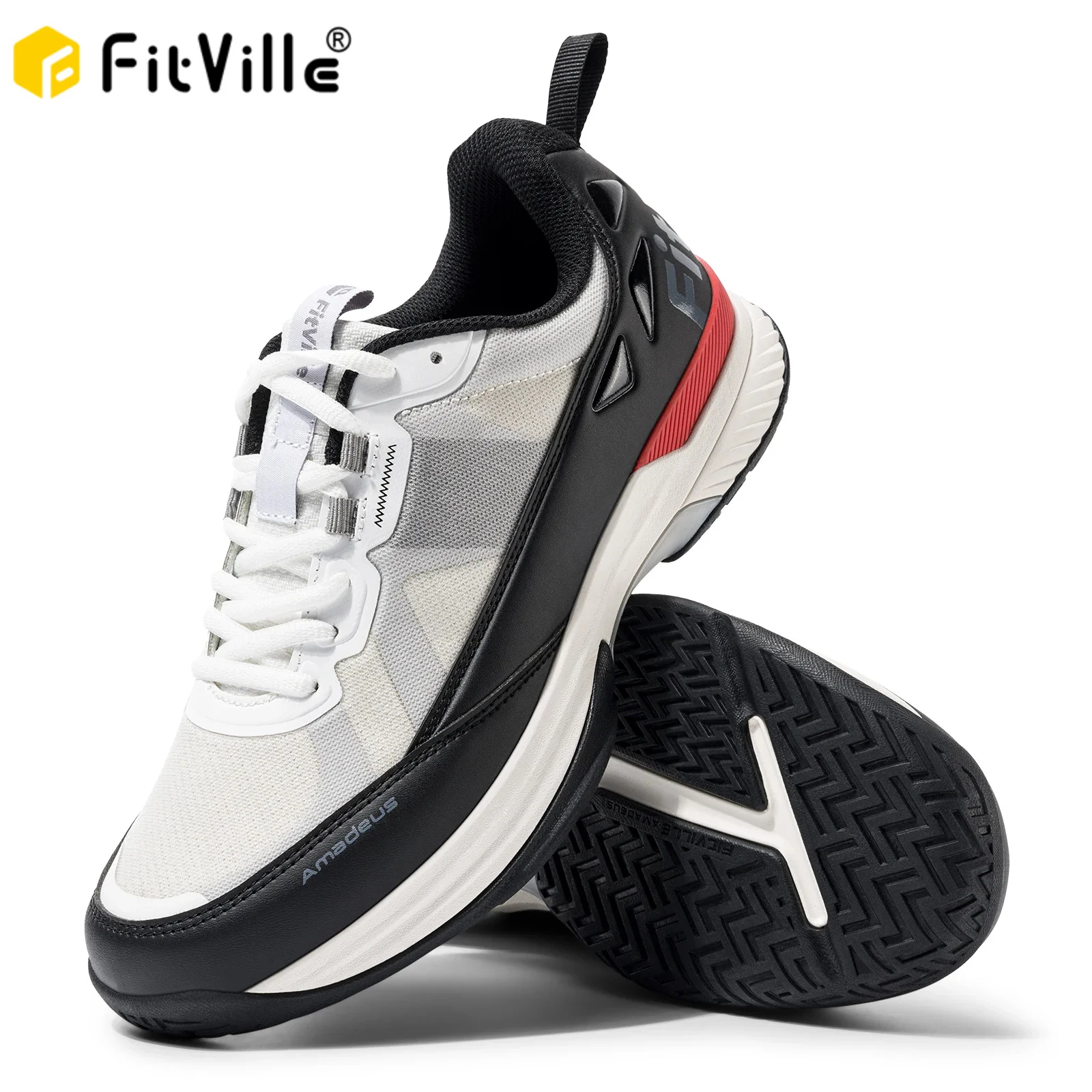 FitVille Wide Tennis Shoes For Men Pickleball Shoes Lightweight Breathable All Court Athletic With Arch Support & Wide Toe Box