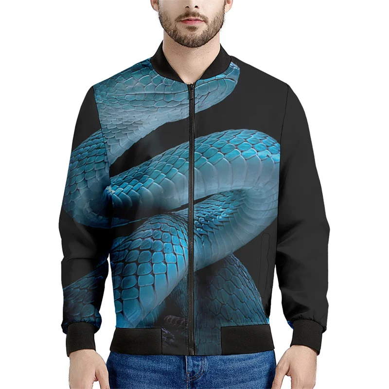 

Colorful Horror Snake Pattern Zipper Jacket Men 3d Printed Bomber Sweatshirt Kids Spring Autumn Street Jackets Long Sleeve Coats