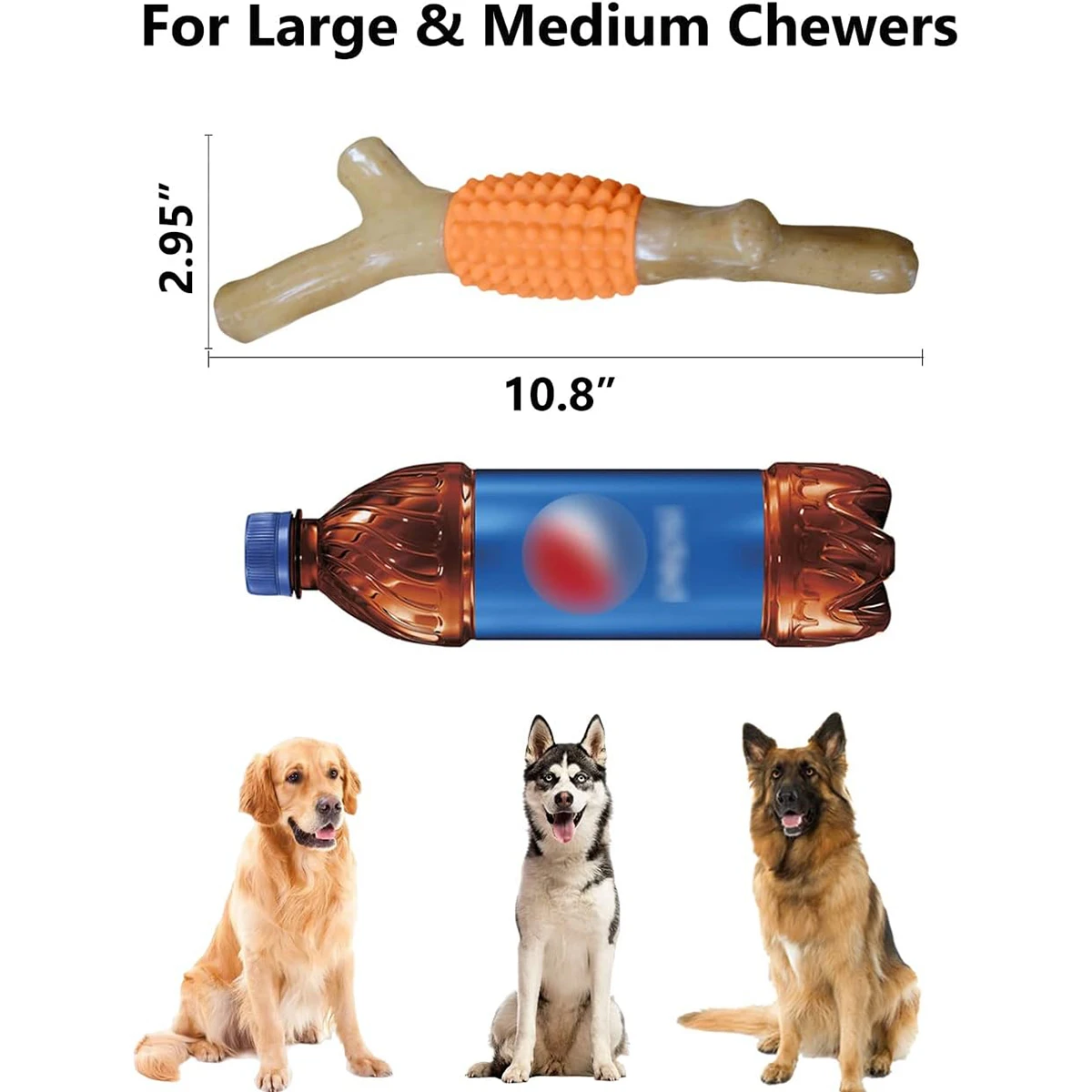 SChitec Dog Toy for Aggressive Chewers, Tough Big Nylon Rubber Teething Stick with Real Maple Wood Flavor for Large Medium Breed