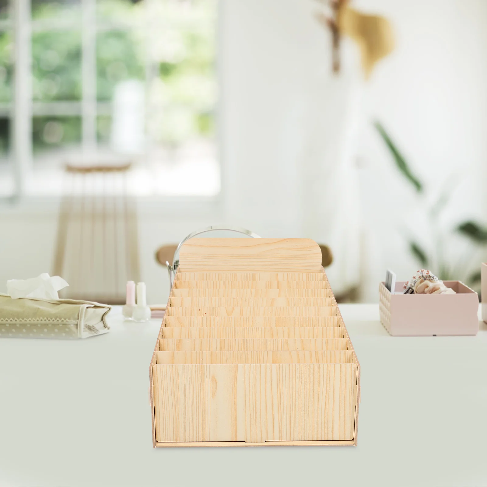 صندوق منظم مكتب خشبي لمحطة فرز فواتير البريد والمستندات مع تصميم متعدد الأقسام لتخزين المكاتب المنزلية