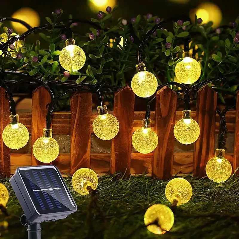 Solar Powered 200 LED Crystal Ball String Lights Outdoor Patio Garden Party Decor Christmas Halloween Lighting Decoration