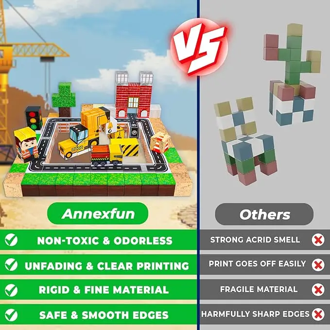 100 Stück magnetische Blöcke, magnetische Bausteine, Magnetspielzeug für Kleinkinder, magnetisches Fliesen-Portalset, STEM-Sensorik für ab 3 Jahren B