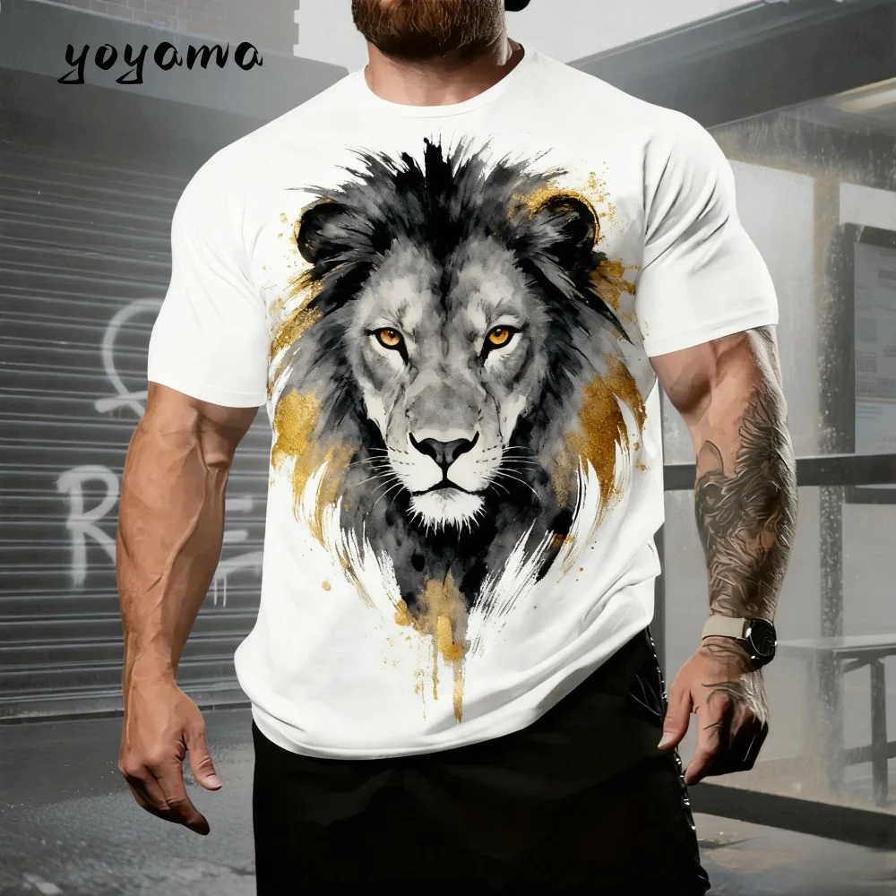 

Mens 3D Animal Print T-Shirt Summer Fashion Breathable Men's Short Sleeved Tee Pullover Oversized Men T-Shirt Casual Y2k Clothes