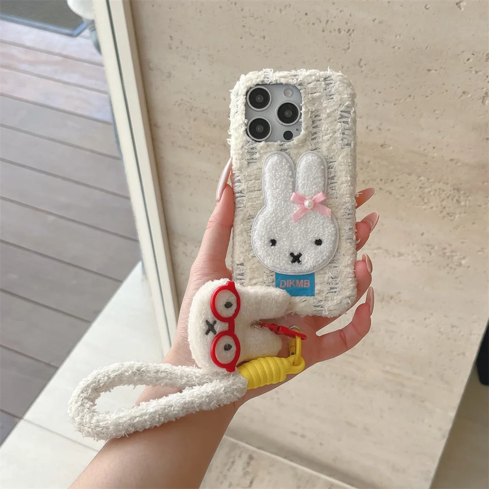 Fashion Cartoons miffy plush Phone Case for iPhone 18 Pro 17 16 15 16 17 Pro 18 Pro Max Cute Cases Protective with Chain Cover