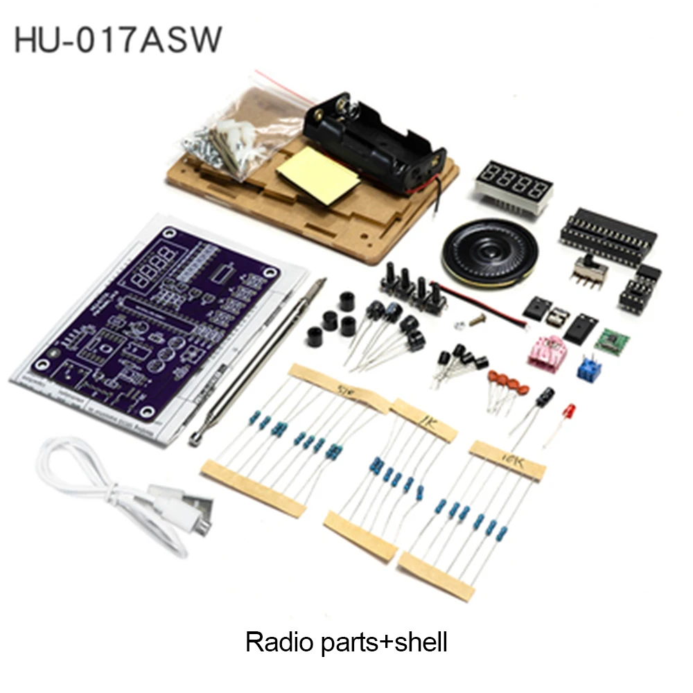 Rádio receptor Kits Módulo, FM eletrônica, DIY Circuitos Peças, Display Tubo Digital, Dual Power Supply, HU-017A, RDA5807S, 87-108MHz