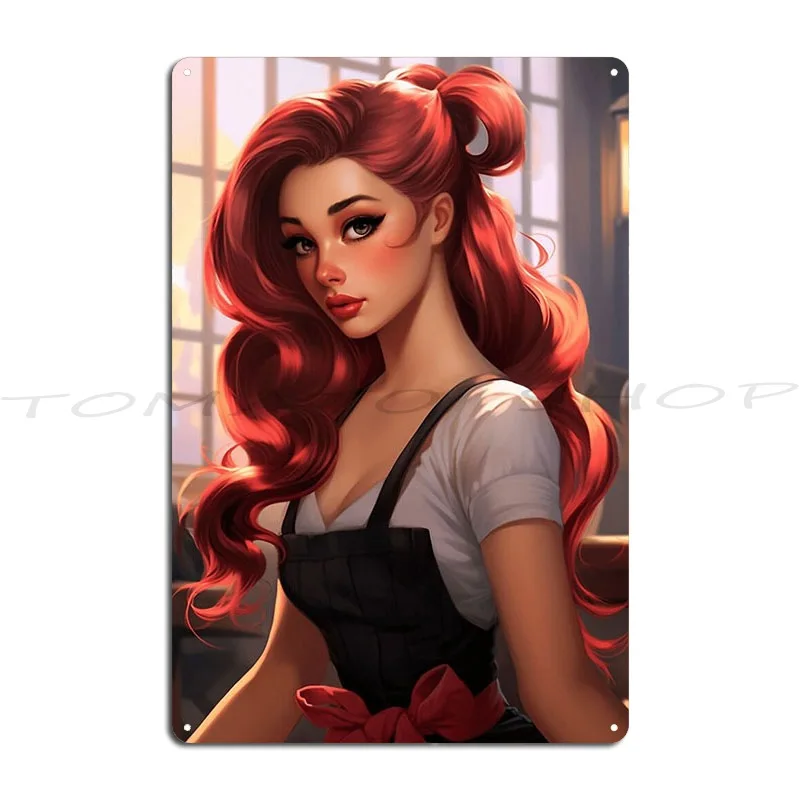 A Vintage Anime Girl Metal Plaque Poster Cinema Bar Plates Retro Personalized Tin Sign Poster