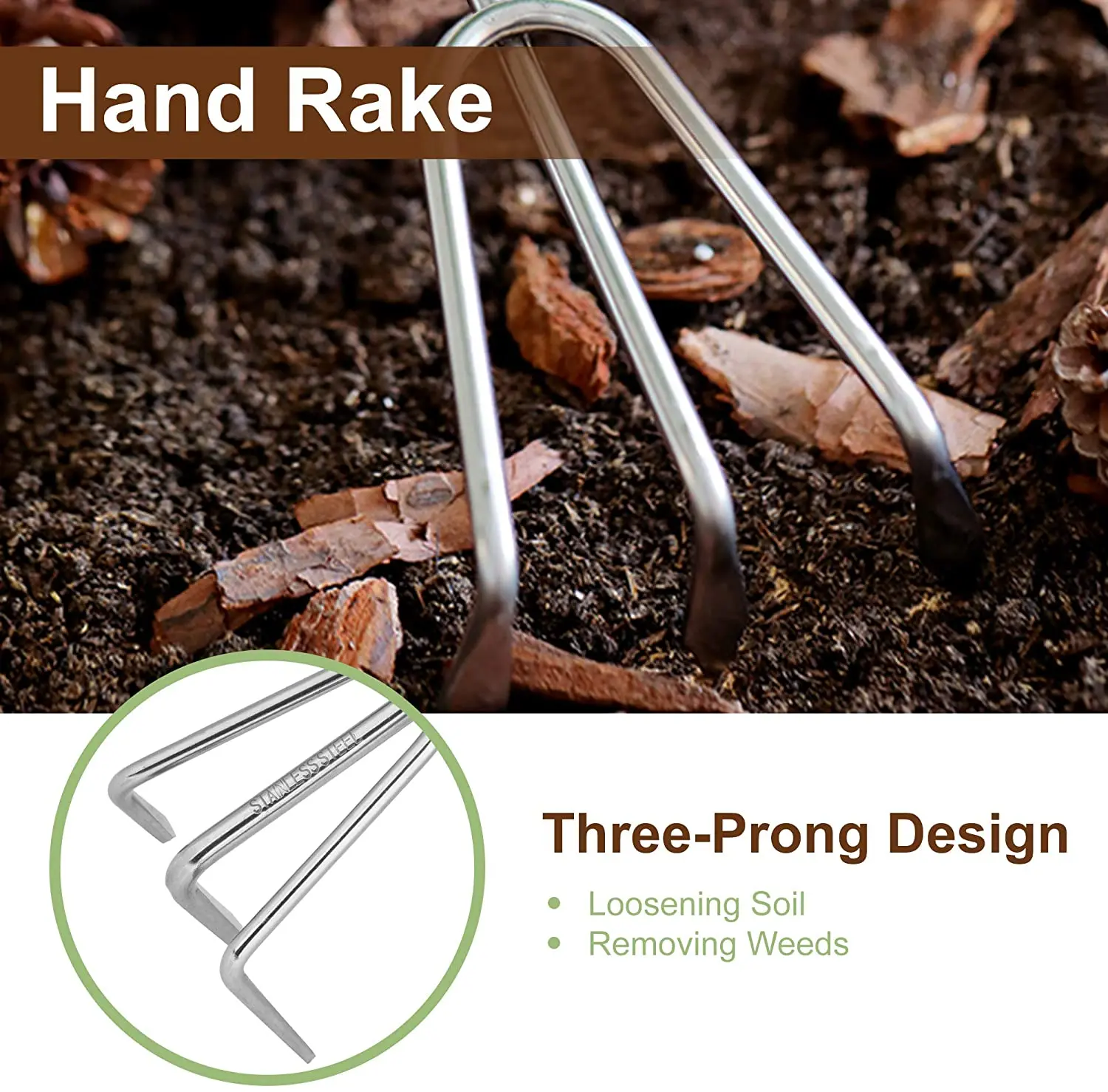 EZARC Set di attrezzi da giardino 4 pezzi Kit da giardinaggio in acciaio inossidabile per impieghi gravosi Kit per piantare a mano per interni ed esterni con scatola elegante