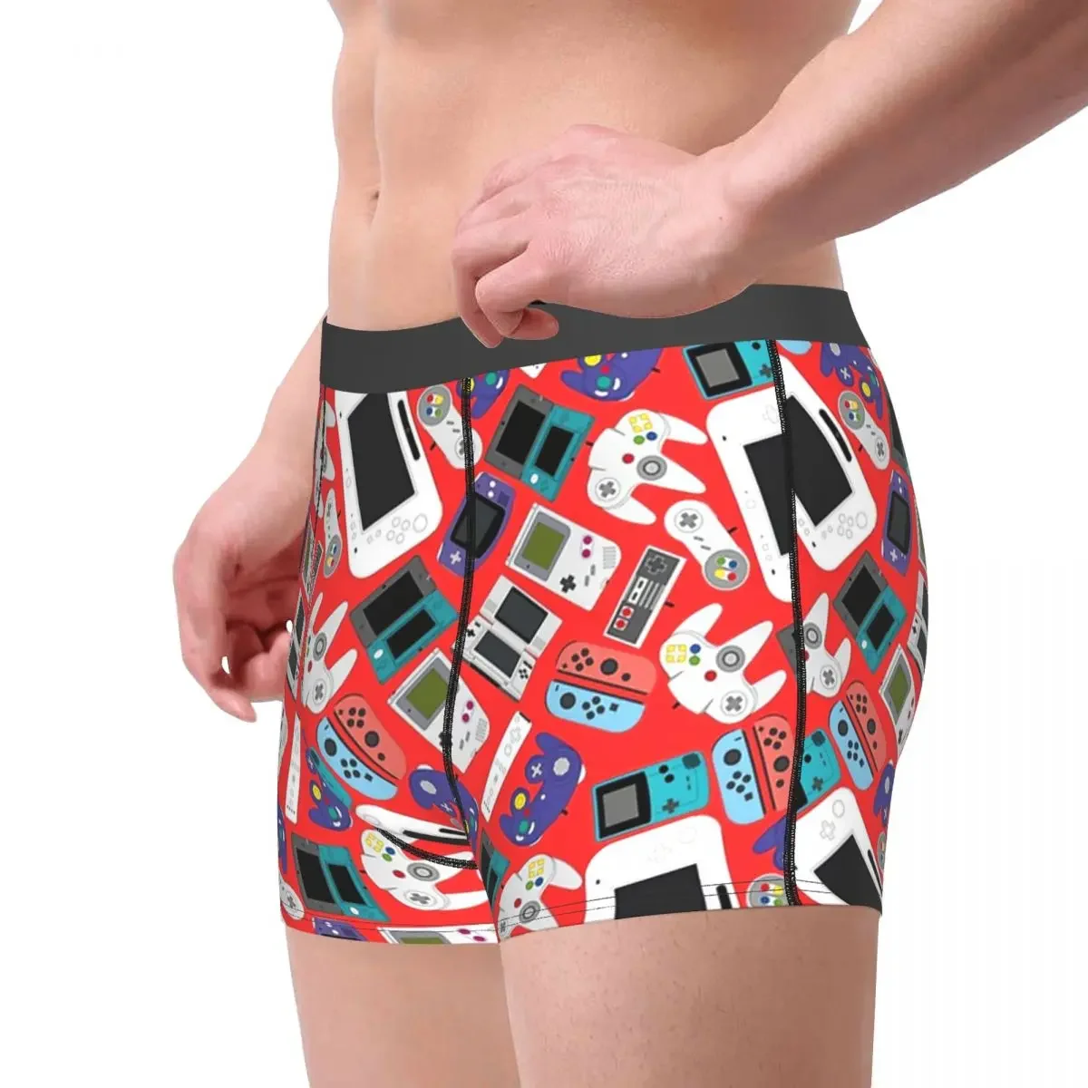 GAMER CONTROLLER N FANS (RED) Underpants Breathbale Panties Male Underwear Print Shorts Boxer Briefs