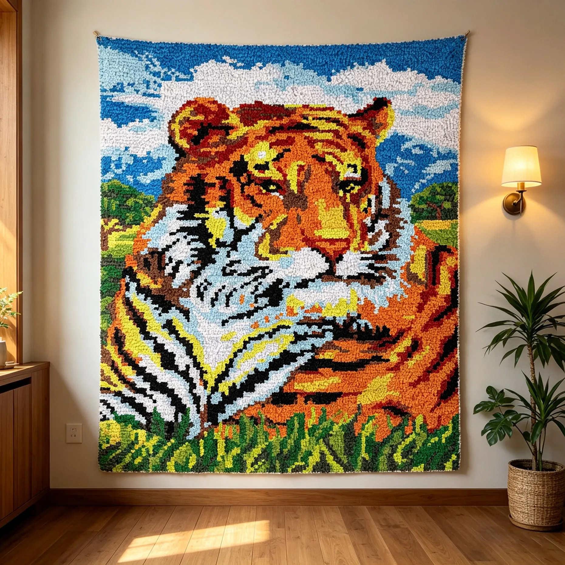 

Наборы для вышивания крючком: большой ковер с тигром, набор для вышивки на пластиковой канве, аксессуары для рукоделия, изготовления сумок и ковриков, DIY