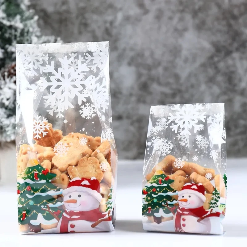 

Cute Snowman Plastic Transparent Gifts Bag Winter Party Decoration Favors Candy Cookie Baking Package Christmas New Year 2025