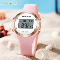 SANDA LED Digital Girls Watch Women Sports Watch For Women Alarm Clock WristWatch  Waterproof Ladies Electronic Watches Children