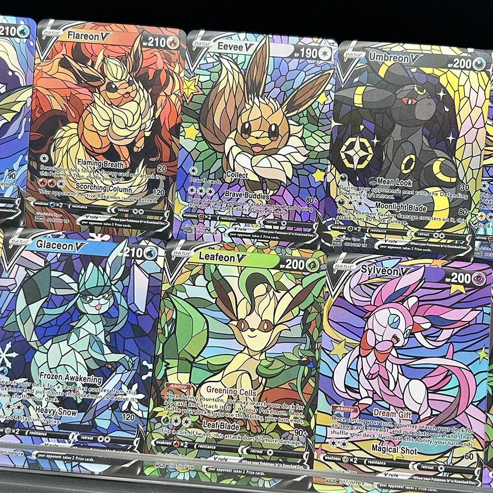 10Pcs/set Diy PTCG Eevee Umbreon Jolteon Self Made Cartoon Collection Card Anime Refraction Colorful Flash Card Gift view 6