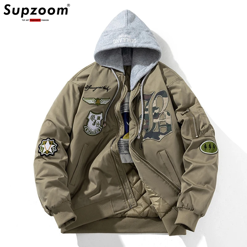 Supzoom New Arrival Hot Stand Collar Coat Baseball Uniform Zipper Cotton Liner Rib Sleeve Loose Brand Clothing Bomber Jacket Men