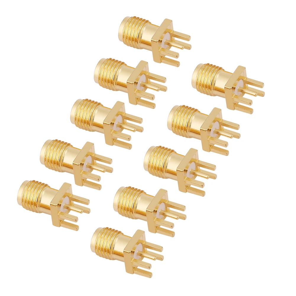 10pcs Brass SMA Connector Female Base Socket Jack PCB Mount 50 Ohm RF Connectors