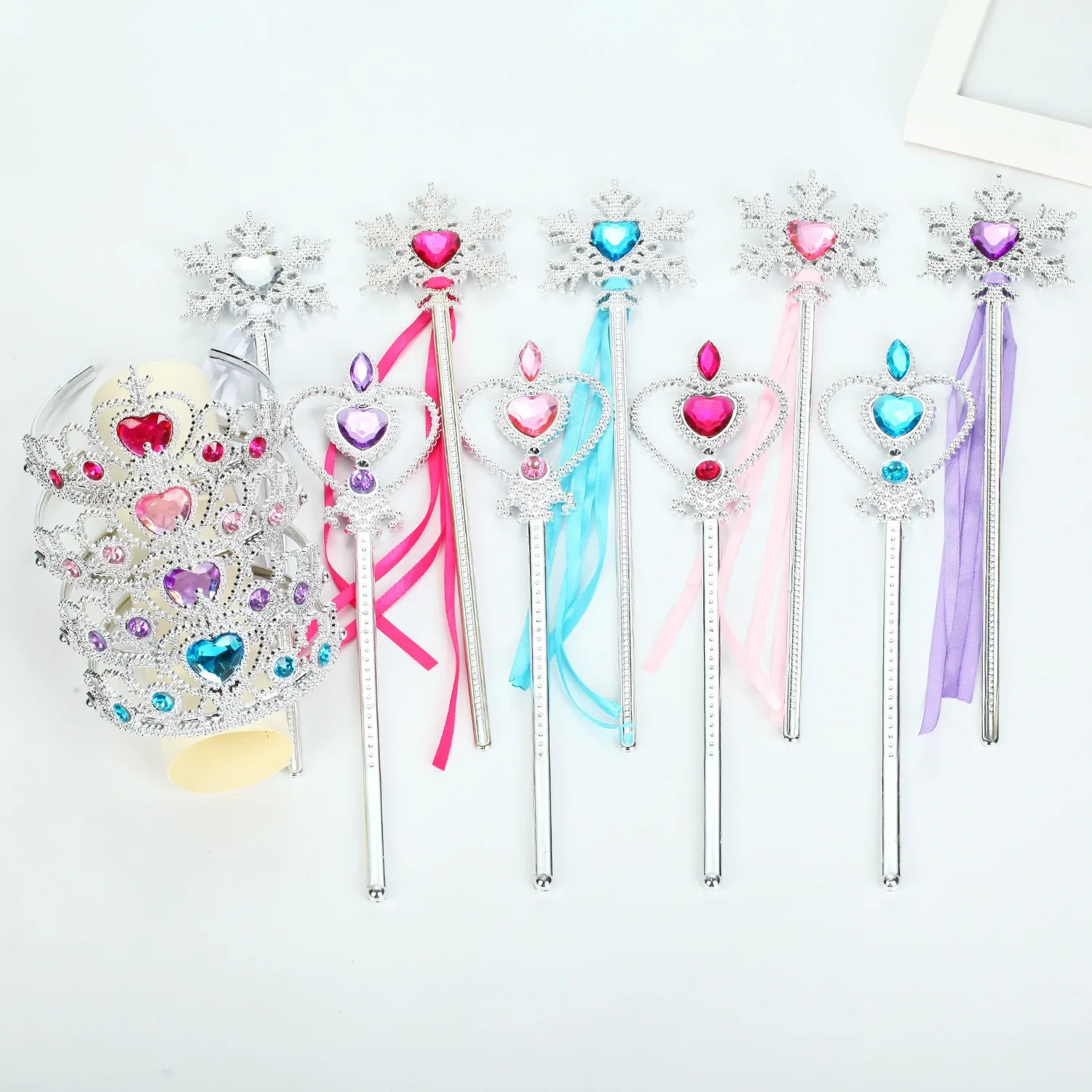 Princess Snowflake Diamond Stick Crown Set Magic Stick Queen Romance Princess Elsa Fairy Stick Children\'s Performance Props