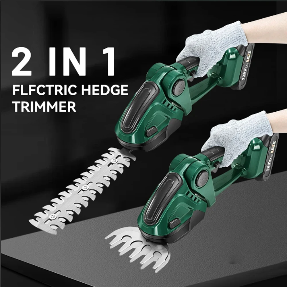 20000RPM 2 IN 1 Cordless Electric Hedge Trimmer Rechargeable Handheld Household Shrub Weeding Pruning Mower Garden Tools