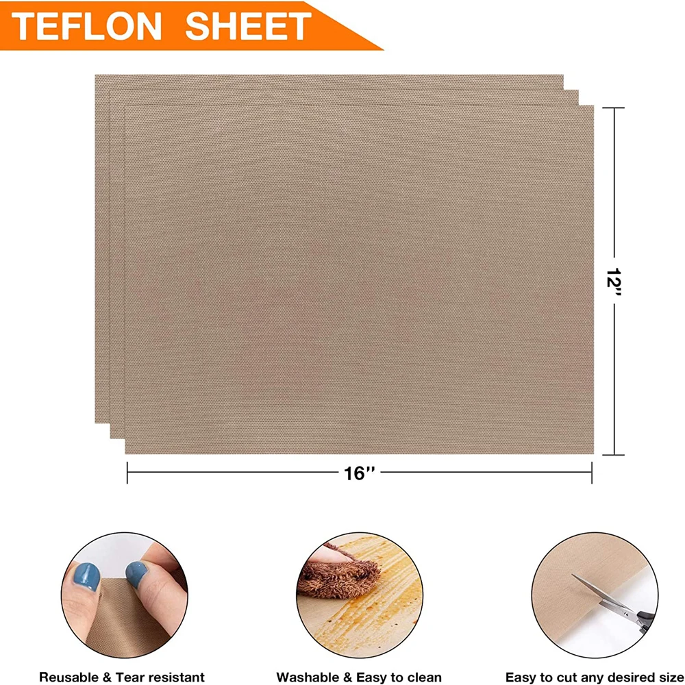 PTFE Sheet for Ironing Heat Press Non Stick Heat Resistant Craft Mat,Heat Transfer Paper Sheet for Baking Grill