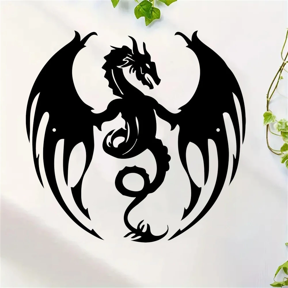 1pc Iron Flaming Dragon Wall Art Sculpture for Home Farmhouse and Garden Decor