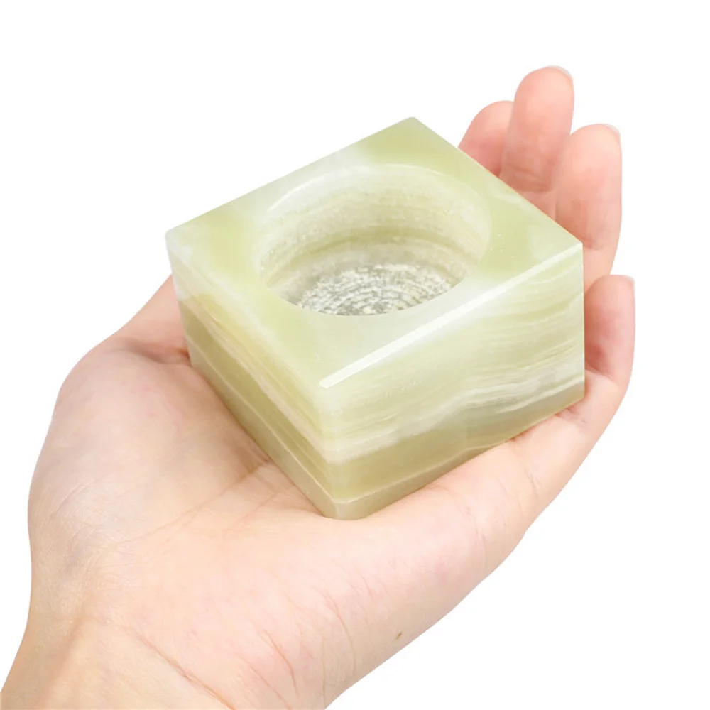 

Natural Afghan Jade Square Stand for Crystal Ball Base Candle Holder Home Dining Table Home Decoration Wedding Party Ornament