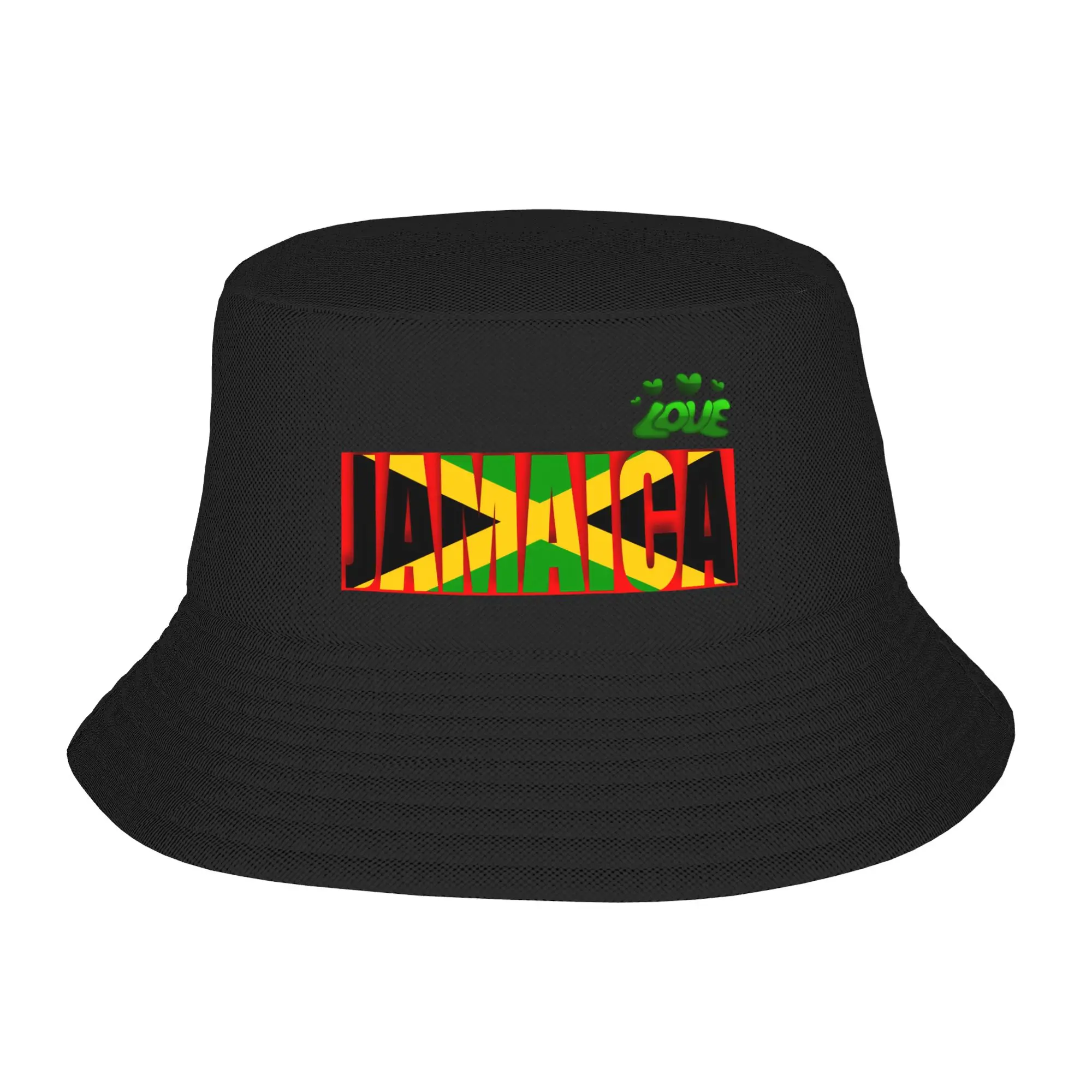 Unique Design Love Jamaica  Bucket Hat For Women UV Protection  Fisherman Hat Cap Beach Vacation Getaway Headwear