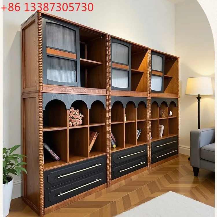 French retro solid wood chest, living room against the wall storage locker medieval combination