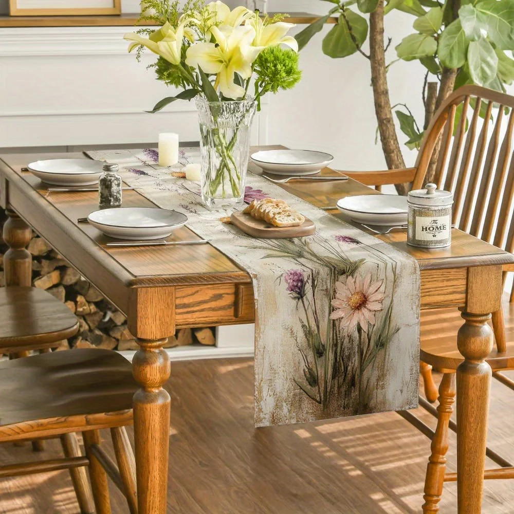 1pc Vintage Wildflower Art Table Runner - Perfect Decor for Gatherings, Ideal Small Gift for Flower Lovers,Gift for Friends