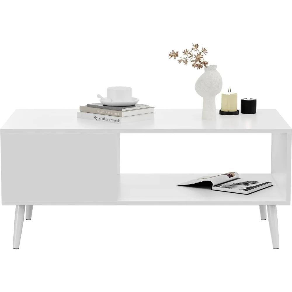 Living Room Vintage Coffee Table com Storage Rack, mesa central medieval, frete grátis