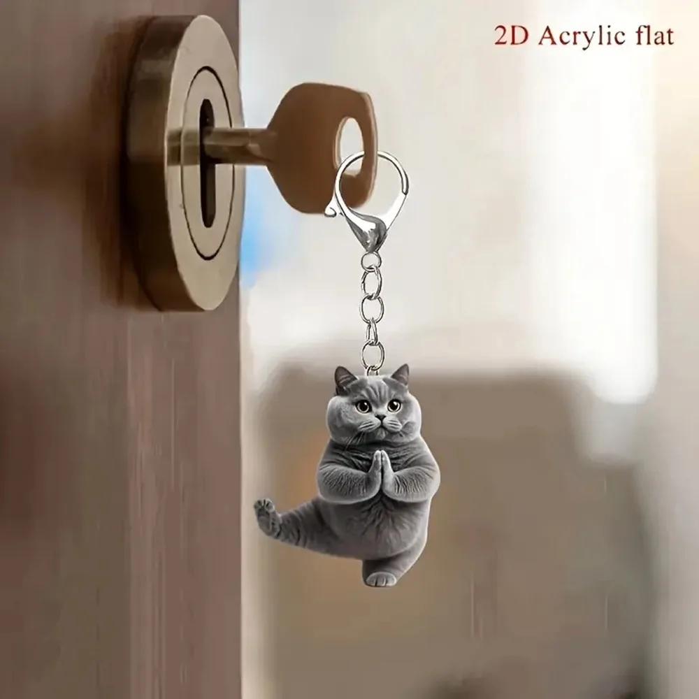 2d-плоский-напечатанный-мультфильм-животных-милый-русский-синий-кот-брелок-для-ключей-сумка-ювелирный-аксессуар-кулон-акриловое-украшение-брелок-оптом