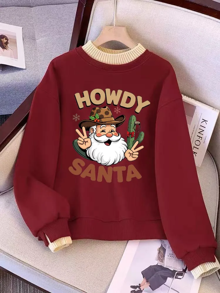 

Большие размеры 300 Pou 2026 Новогодняя красная круглая толстовка Ne Fake из двух предметов, женская осенне-зимняя толстовка Cisas Eve Top, повседневная свободная посадка