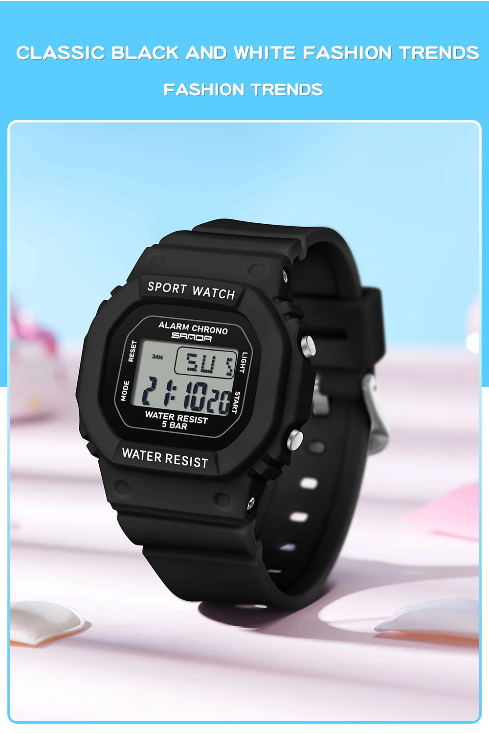 SANDA Jungen Mädchen LED Digitaluhr Kinder Sportuhr für wasserdichte elektronische Uhr Kinder im Freien Casual Geschenkuhr – Detail 5