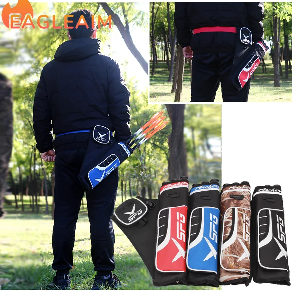 Kantong Anak Panah untuk Memanah, Kantong Pinggang Tahan Lama dengan Sabuk Pinggang yang Dapat Disesuaikan, Tabung Tiga Anak Panah untuk Penyimpanan Anak Panah, Aksesoris untuk Busur Compound dan Busur Recurve