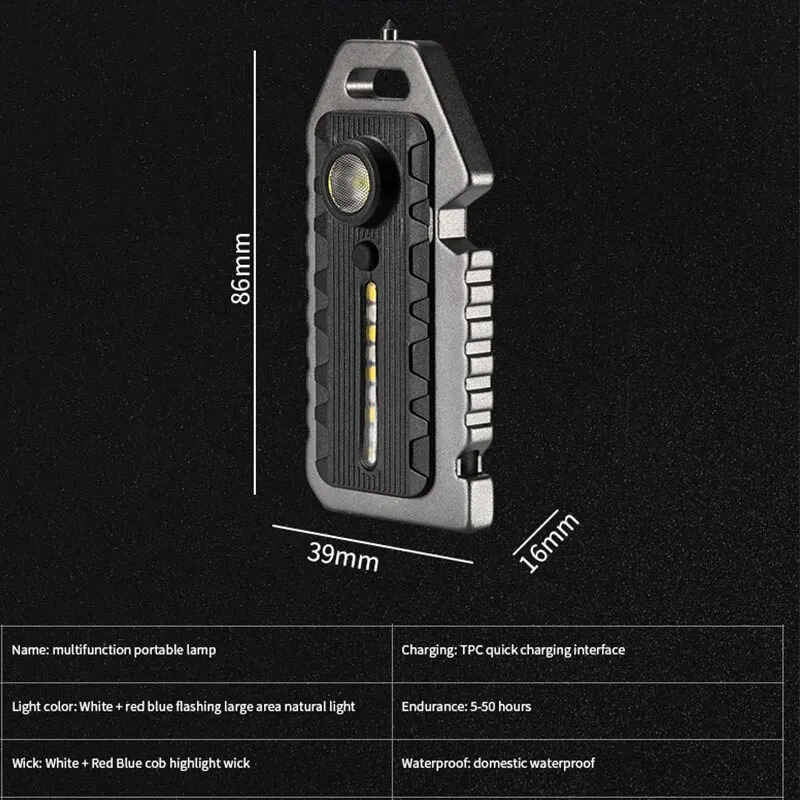 Mini LED Rechargeable Flashlight Keyring Survival Whistle Feature Light Black Silver Color Hiking Camping Portable Flashlight