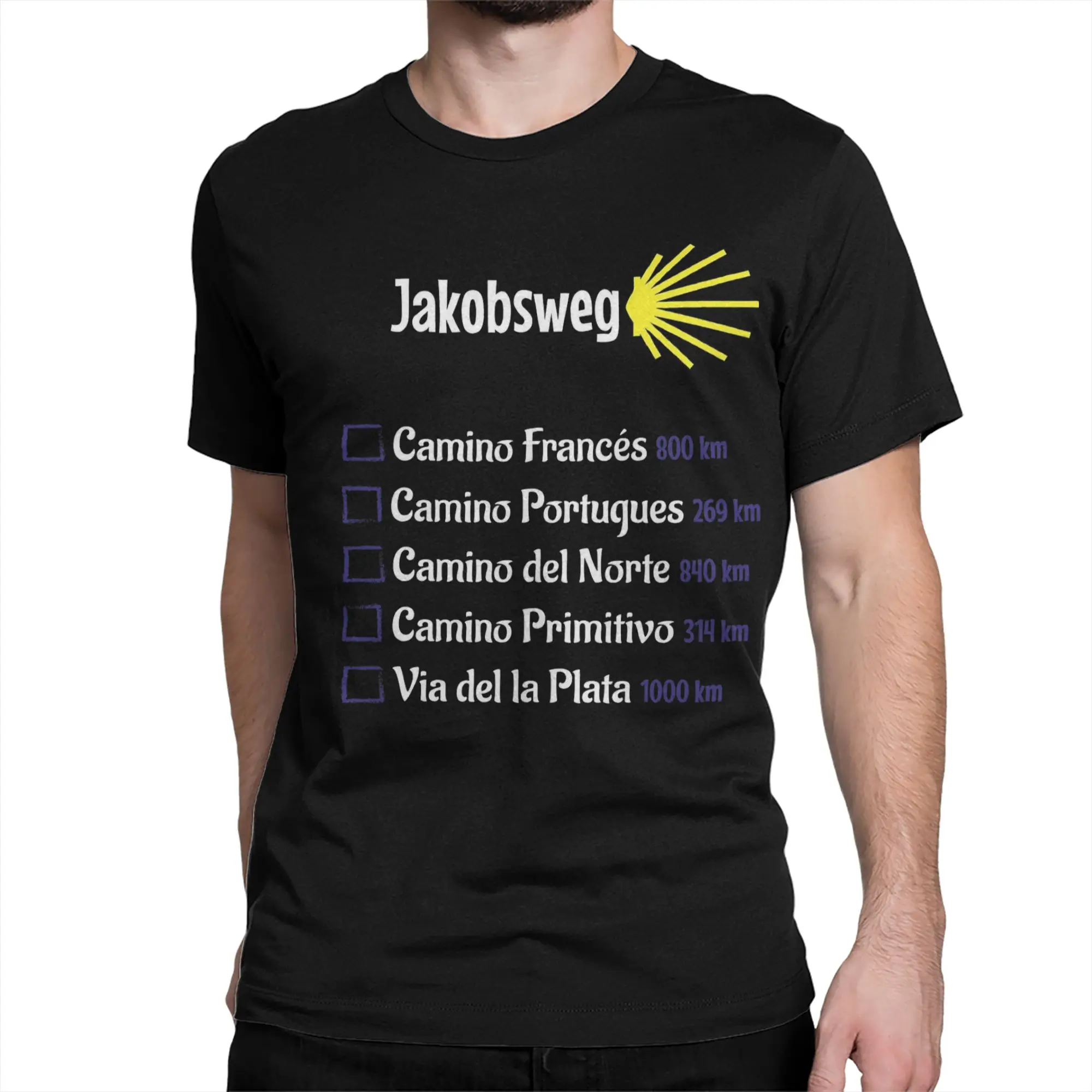 Men Women T-Shirts Camino de Santiago    Way of St. James hiking Funny Cotton Tees Short Sleeve  T Shirts Crew Neck Tops Printed